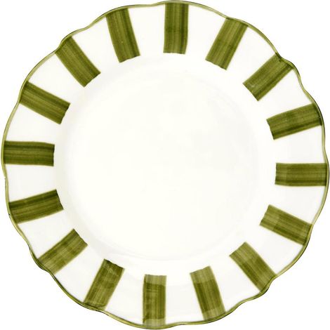 Lot de 6 Assiettes à Dessert "Cleo" 19cm Vert & Blanc (1/5)