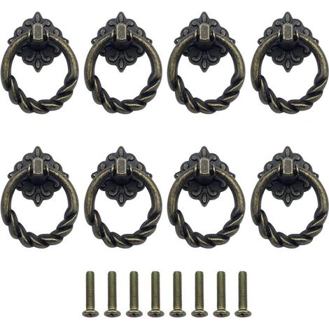 Set mit 8 Schubladenringen im Retro-Stil für Möbel und Wohnaccessoires - KZQ