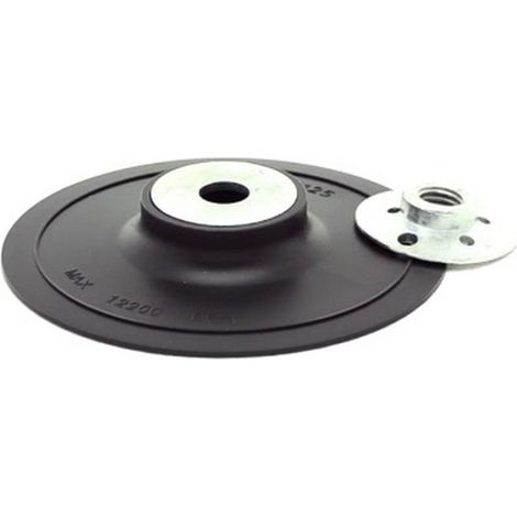 Plateau support rigide pour disques Ø 125 mm – Écrou de serrage M14 – Compatible meuleuses d'angle et ponceuses – Vitesse max 12200 tr/min – Rosver