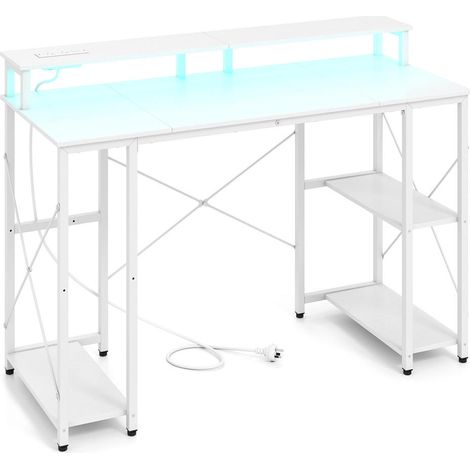 Pour gamer, télétravail ou étude, bureau PC avec recharge intégrée, support moniteur, LED et support CPU (1/5)