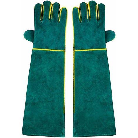 1 Paire De Gants De Soudure, 58 Cm De Longueur D'paule, Cuir De Vachette, Doublure En Mousse, Rouge Long, Pour Soudure Mig, Tig, Barbecue, Jardina (1/3)