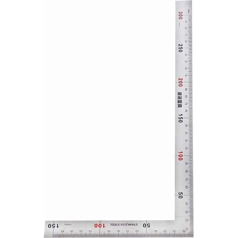 Inoxydable Règle Carrée en Forme de L de 90 Degrés Règle Double Face Métal Règle 150 x 300 mm (1/5)