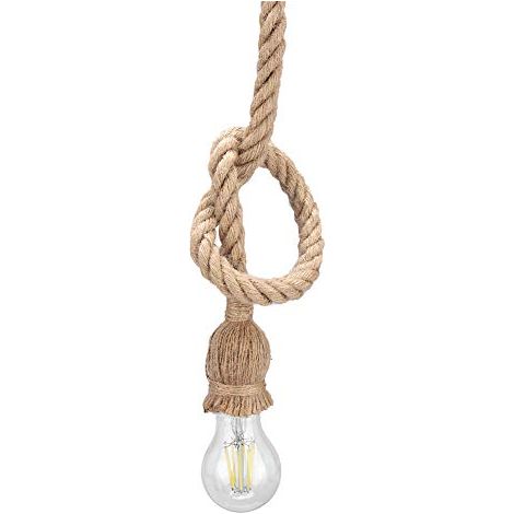Cordon Suspension Chanvre Vintage avec Douille E27, Style Industriel Rétro, 387g, pour Lampe Pendentif (1/5)