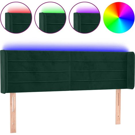 Maison Exclusive - Testiera a LED Verde Scuro 147x16x78/88 cm in Velluto