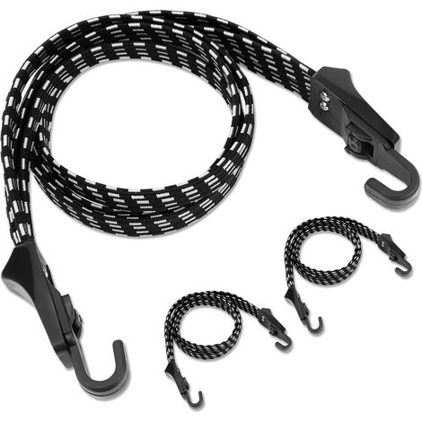 Lot de 3 sangles élastiques pour vélo, sangles en caoutchouc réglables avec crochets, résistantes et durables, pour bagages de vélo. (1/5)