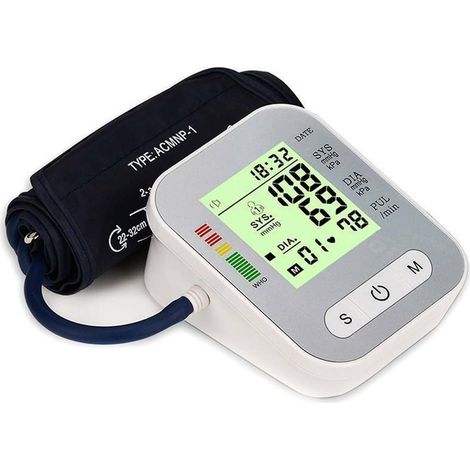 Tensiomètre Bras - Méthode Oscillométrique - Écran LCD - Mémoire 2x99 Mesures - Indicateur Arythmie - Échelle Couleurs OMS - Alimentation 4 Piles AA (1/5)
