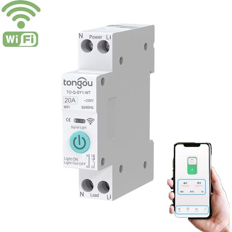 1 disjoncteur intelligent WiFi TUYA, interrupteur de rail à télécommande sans fil, voix + synchronisation, prise en charge du système Android\iOS(20A) (1/5)