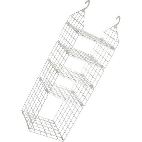 Organisateur de placard suspendu pliable et multi-niveaux à monter soi-même, en plastique, gain de place pour vêtements, pulls, serviettes, pyjamas et chapeaux - Un grand et trois petits (blanc) (1/4)
