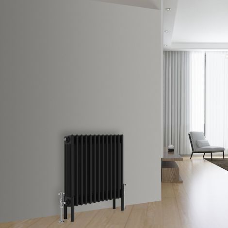 Traditional Vintage Cast Iron Style Radiator Black 4 Column 600x605mm