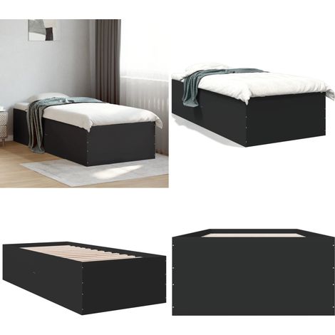 Bettgestell Schwarz 100x200 cm Holzwerkstoff - Holzbettfassungen - Bettrahmen Schwarz - Doppelbett Gestell - Bettkasten Ohne Matratze - Modernes Bett - Home & Living (1/5)