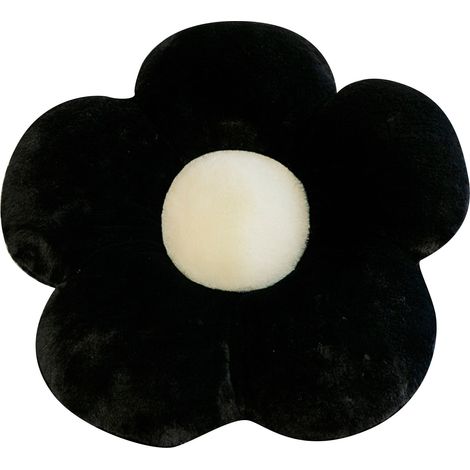Coussin Décoratif en Forme de Fleur Doux et Mignon pour Canapé, Chambre et Salon - 50 cm Noir (1/5)