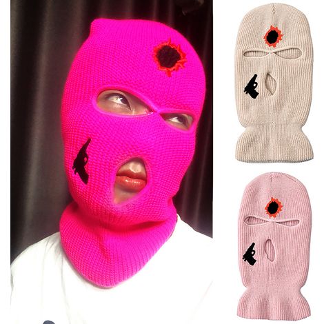Cagoule 3 trous tricotée, protection faciale contre le froid, coupe-vent et respirante pour le ski, le cyclisme et la course à pied (hommes et femmes). (1/5)