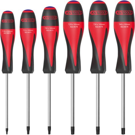 Jeu de 6 tournevis - Fente, PH - Manche ergonomique tri-matière - Lame acier trempé - Résistant aux produits chimiques - Chrome vanadium - Vissage professionnel (1/4)