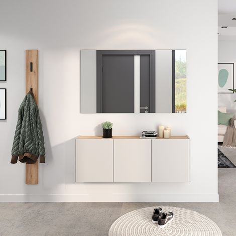 Garderobenset 3-teilig in Beige mit Eiche mit 1 Garderobenpaneel, Modern, LAPUA-01 (1/5)