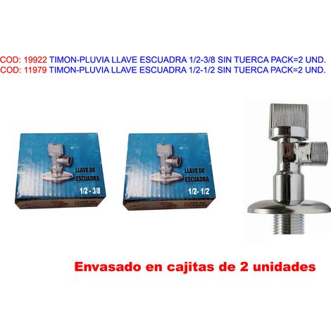 PLUVIA pluvia valvula llave escuadra  m-m 1-2-3-8  pack 2 u.