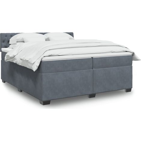Boxspringbett mit Matratze Dunkelgrau 200x200 cm Samt (1/5)