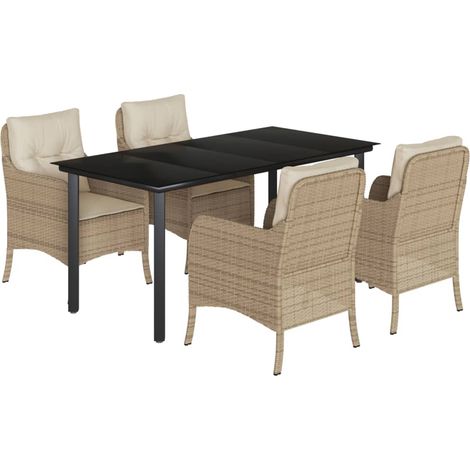 Maison Exclusive - Set comedor de jardín 5 pzas con cojines ratán (1/5)