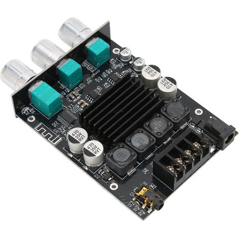 Module amplificateur de puissance pour subwoofer double canal 100 W x 2 DC 12-24 V, carte d'amplification audio BT 5.0 ZK-1002T