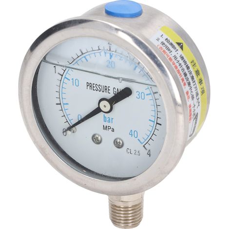 Vibrationsfestes Manometer aus Edelstahl, Öl, 1/4 NPT-Bodenanschluss, 0-4 MPa, industrielles Manometer. (1/5)