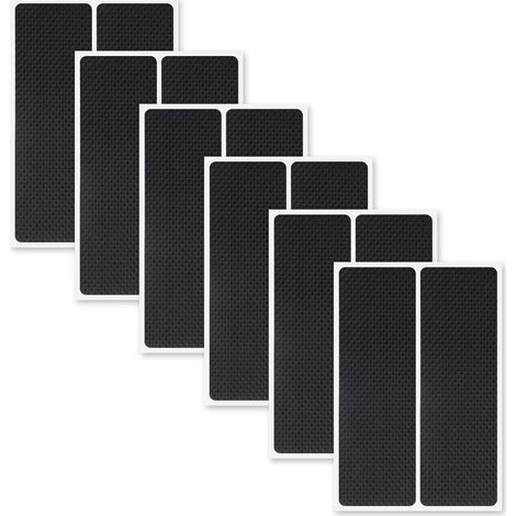 Lot 12 patins antidérapants autocollants - 14,5 x 4,5 cm - Caoutchouc - Découpable - Rectangulaire - Pieds de meubles, chaises, tables, canapés (5 mm) (1/4)