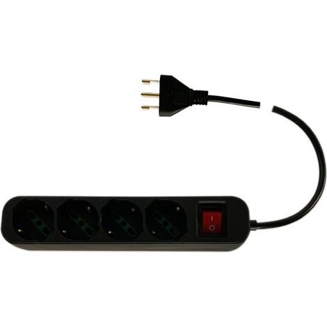 Presa quadrupla bipasso Schuko 2P/T 10/16A con 4 prese 10/16A e spina 16A 2P/T