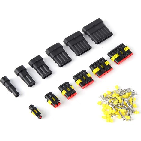 Kit de connecteurs électriques étanches 147 pièces, prises auto 1 2 3 4 5 6 broches, jeu de fiches pour câblage véhicule (1/5)