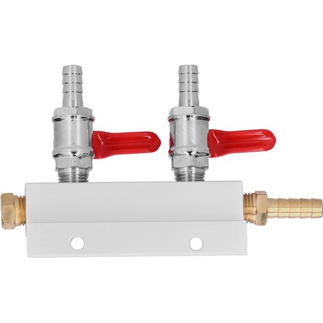 Collecteur de distribution de gaz à 2 voies pour CO2 avec clapets anti-retour intégrés pour bière de 5/16 pouce (1/5)