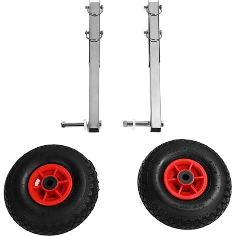 Lot de 2 roues de mise à l'eau pour bateau - Roues de mise à l'eau en acier inoxydable pour tableau arrière avec goupilles à dégagement rapide (1/5)