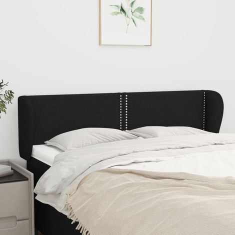Tête de lit avec oreilles Design industriel - Pour Lit adulte - Noir 147x23x78/88 cm Tissu Chic-836978 (1/5)