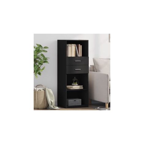 Buffet haut noir 45x42,5x124 bois d'ingénierie (1/5)