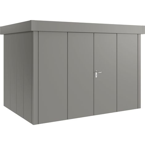 Hörmann Metall-Gerätehaus "Juno" mit Flachdach, JFD12 - Design, 310 x 214 cm (B x T), graualuminium, 2-flüglige Tür (1/5)