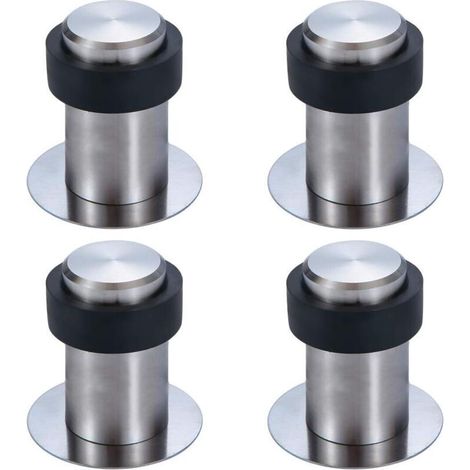 Butoir de Porte Adhésif au Sol 6 cm en Acier Inox Arrêt de Porte Butée Porte (Lot de 4)-6cm