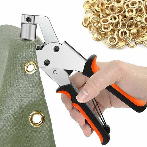 Pince à Oeillets pour Bâches, lot de 300 Oeillets (Ø 10 mm), Pince à oeillet Portable pour Tissus, Bâche, Cuir