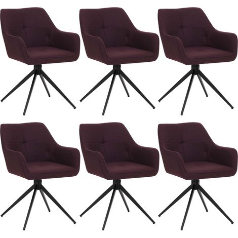 Lot de 6 chaises de salle à manger HWC-O47 chaise de cuisine avec accoudoirs tissu 270 g/m2 bordeaux (1/5)