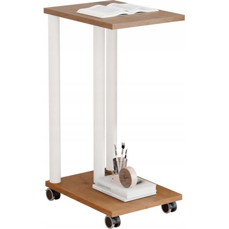Table d'appoint sur roulettes - table d'appoint mobile pour salon de style loft (1/5)