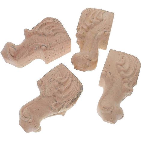 Pieds de meubles en bois massif sculpté, adaptés aux canapés et aux tables, ensemble de 4 pièces, pieds de rechange beiges. (1/5)
