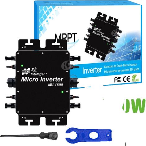 Micro-onduleur solaire, surveillance conviviale, haute efficacité, 1600W, 230VAC (190V-270V), 22-50VDC (1/2)