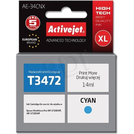 Activejet AE-34CNX ink (replacement for Epson 34XL T3472 Supreme 14 ml cyan)