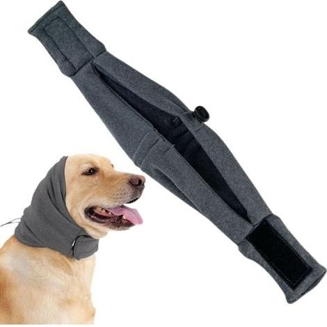 Couvre-Oreille sans Rabat pour Chien, Protège-Oreilles pour Chien, Cache Oreille pour Chien, Chauffe Cou de Chien avec Auto-adhésif Réglable,M Tour de tête 35-48 cm (1/4)