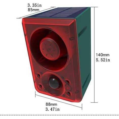 Alarme Solaire Extérieur 130dB avec Télécommande, Son Enregistrable (Coup Feu/Chien) (1/5)