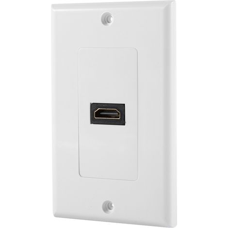 Plaque murale plaquée or 1 port HDMI avec Ethernet et façade pour lecteur DVD home cinéma, blanche. (1/5)