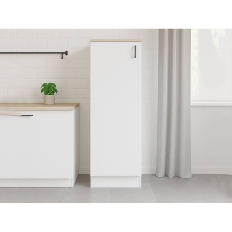 Dmora - Hochschrank 1 Tür Pianengo, Küchenschrank, Vertikales Vorratsmodul, Kompakter Vertikalschrank, 60x60 h148 cm, Weiß und Eiche (1/5)