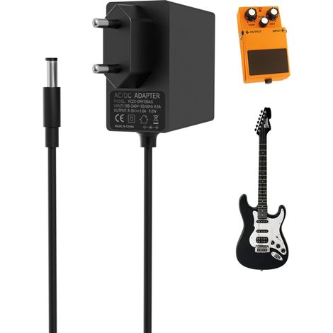 9V 1A Bloc d’Alimentation Pédale Guitare, Adaptateur Chargeur Secteur DC 9V pour Pédale d’Effets, Looper, Stompbox pour PSA-120S, ME-80 GT-1 GT-100, Clavier, Prise (1/5)