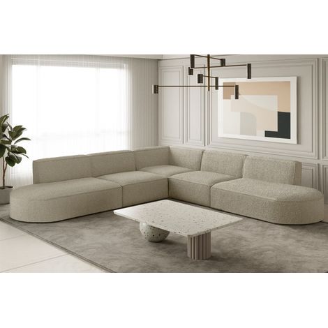 Ecksofa Designersofa PALMA Stoff Ascot Champagne Universal (1/2)