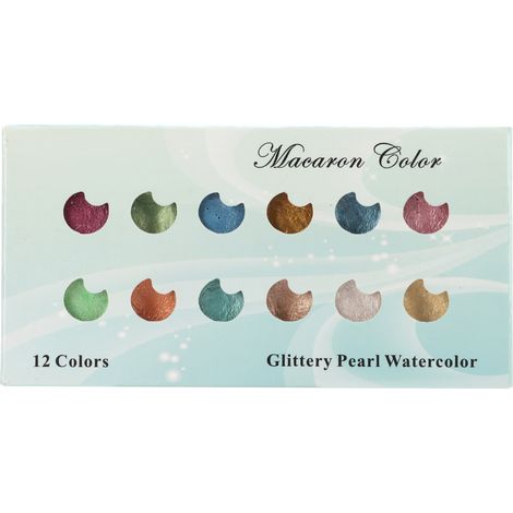 Glitter Watercolor Paint Solid Packing Metal Macaron Color Art Painting Pearlescent Watercolor Paint (1/5)
