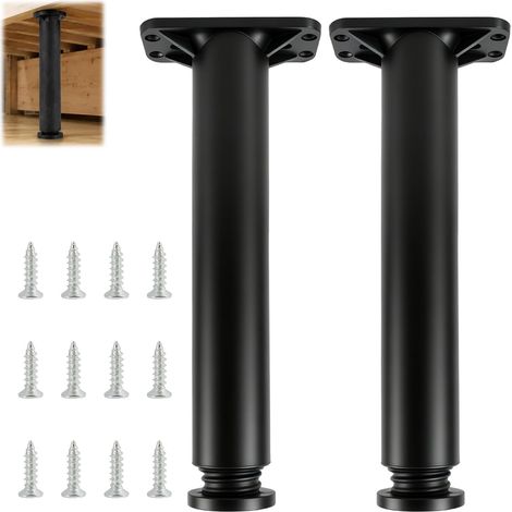 2 Pièces Pieds de Lit Réglables,Pieds de Meubles Solides et Antidérapants en Métal,Modernes et Durables,pour Tables,Chaises,Bureaux,Armoires,Canapés,Réglage Facile,Noir,Vis Inclus (1/5)