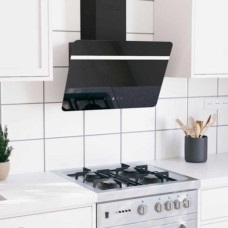 Campana extractora pared acero y vidrio templado negro 60 cm vidaXL