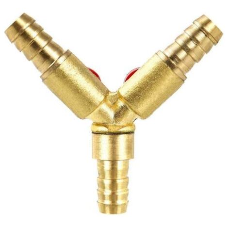 Y Connecteur de tuyau 3 voies séparateur, alliage de laiton et de zinc, 10 mm valve à bille pour eau, huile et gaz pour arrosage de jardin(1 pièce)