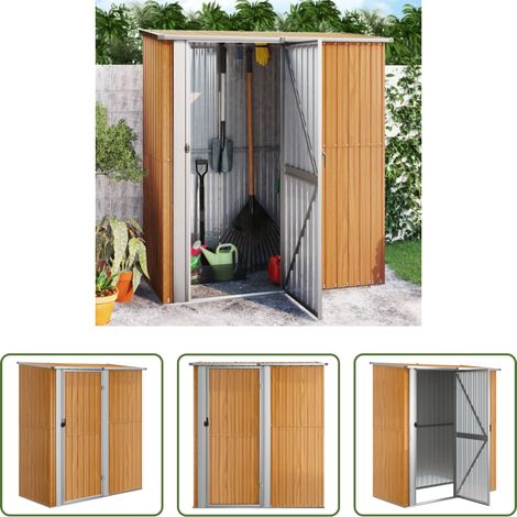 Werkzeugablage - Gartenhaus 180,5x97x209,5 cm Verzinkter Stahl Holzoptik (1/5)