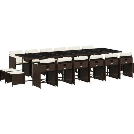 Maison Exclusive - Set da Pranzo da Giardino 17 pz con Cuscini Marrone Polyrattan (1/5)